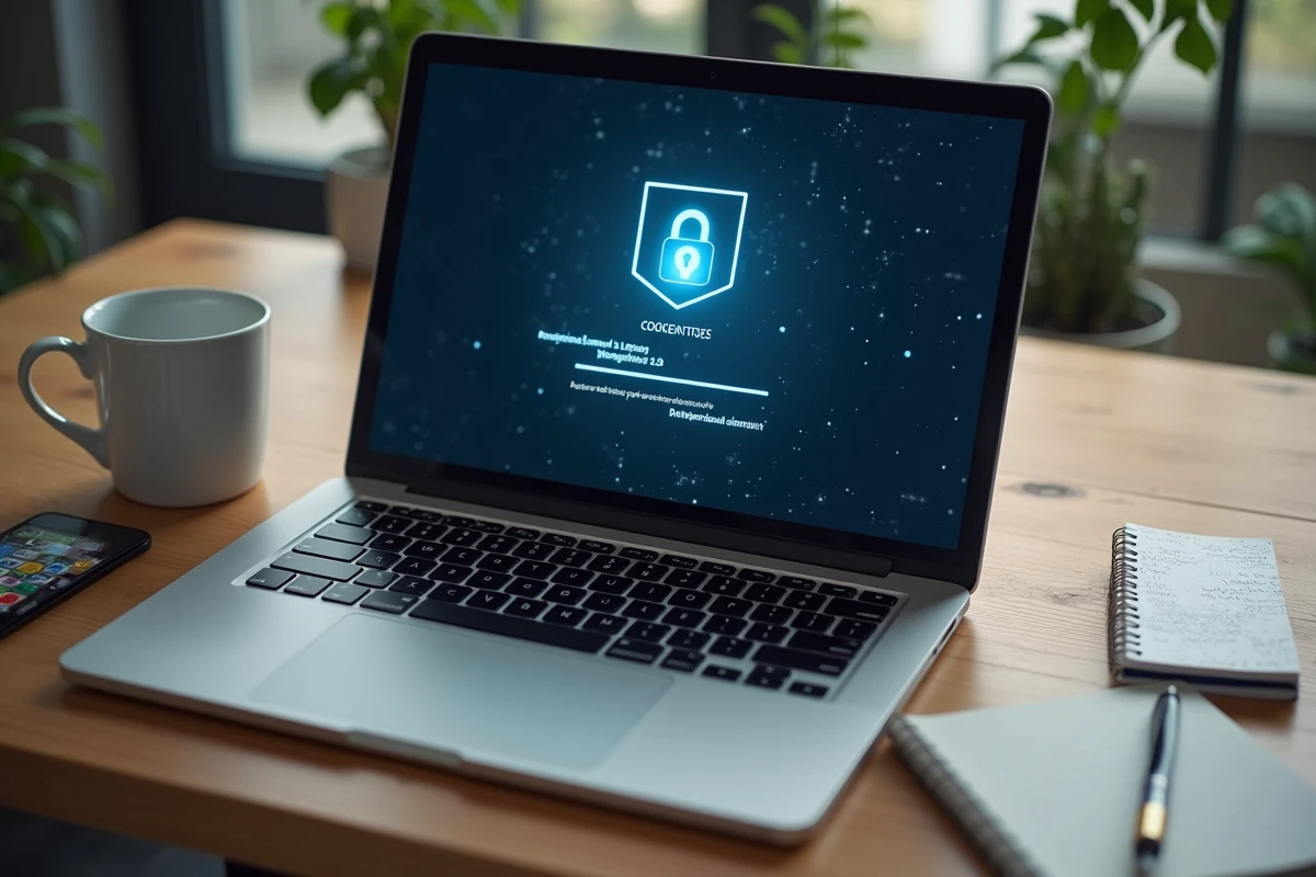Écran d'ordinateur portable affichant un portail de connexion sécurisé pour un logiciel de gestion d'auto-école