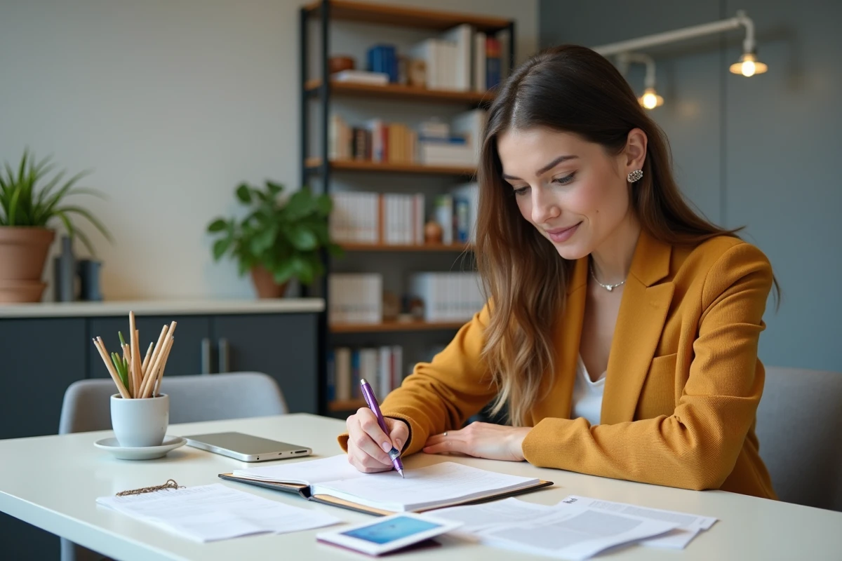 Jeune femme organisant des idées dans un espace créatif