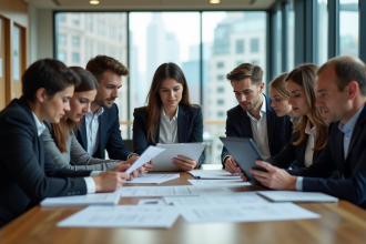 Groupe de jeunes professionnels en réunion de travail