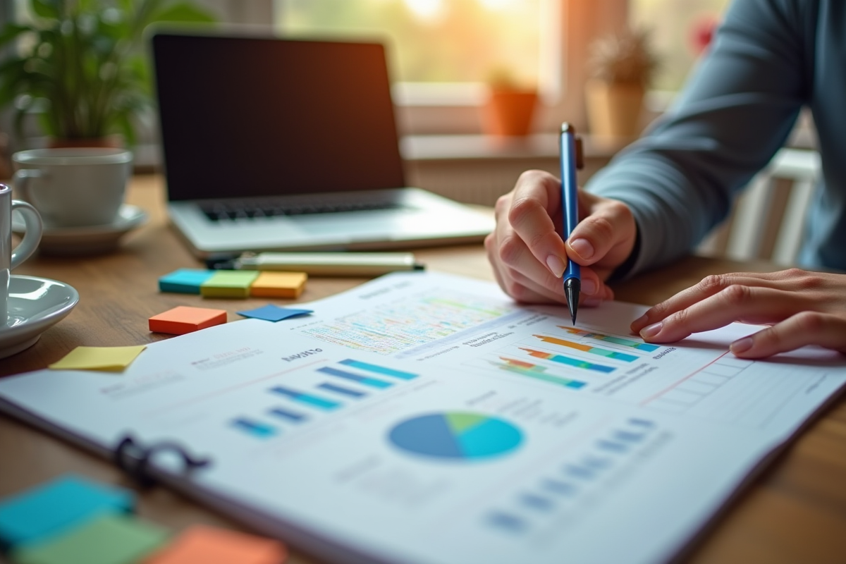 Personne écrivant un plan marketing dans un carnet