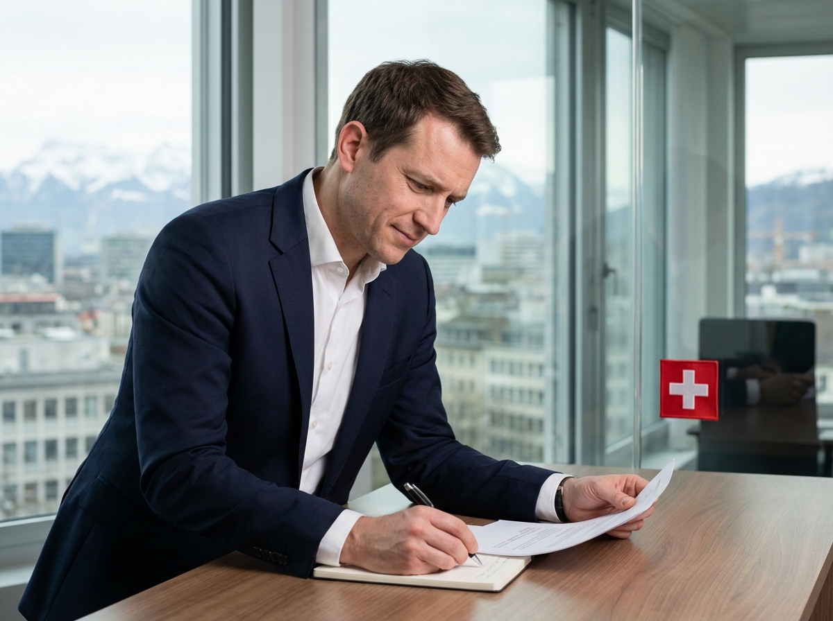 Jeune professionnel français dans un bureau moderne en Suisse