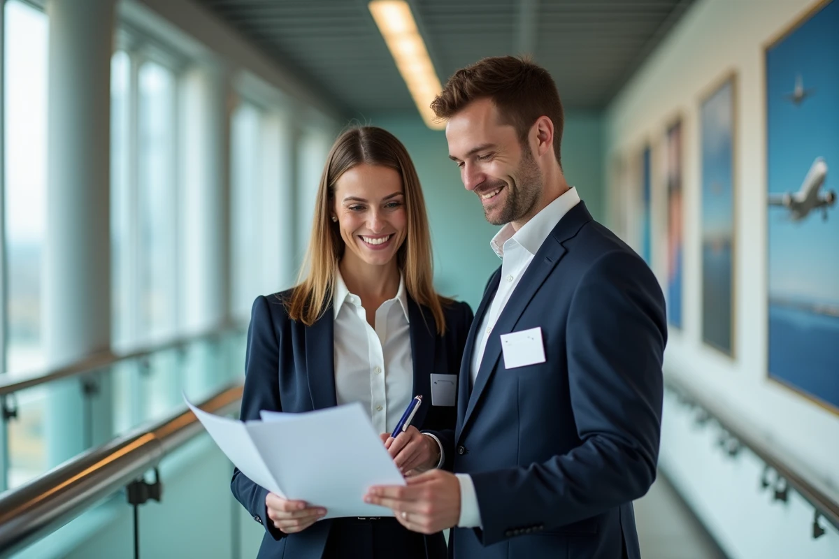 Repr&eacute;sentants syndicaux dans un couloir professionnel aviation
